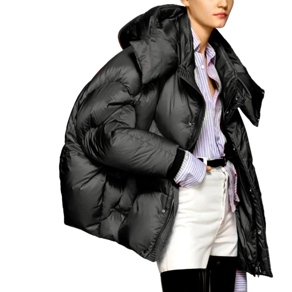 CHEN PENG Black Short Oversized Quilted Puffer Jacket - Picture 5 of 14